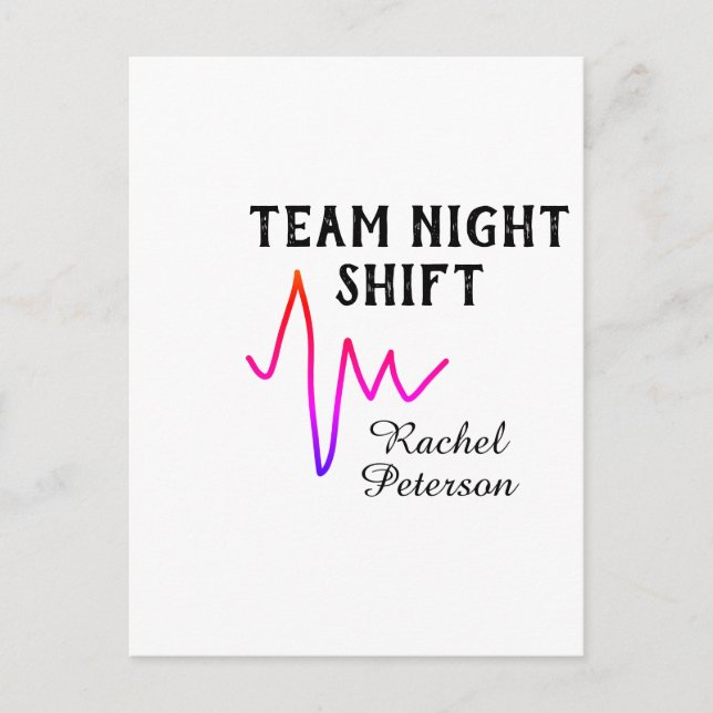 Team night shift nurse doctor medical name heart l vykort (Framsida)