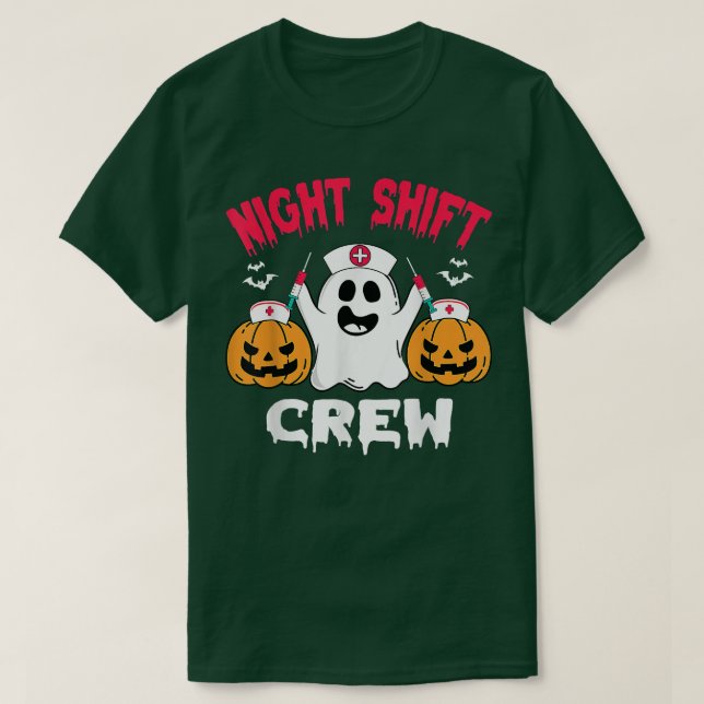 Team Night Shift Nurse HalloweenHalloween SCrub ti T Shirt (Design framsida)