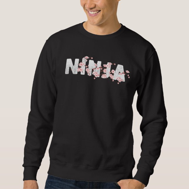 Team Ninja Cherry Blommar Funny Gamers Tee Gamer Lång Ärmad Tröja (Framsida)