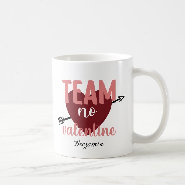 Team No Valentine Anti alla hjärtans dag Day Kaffemugg (Höger)