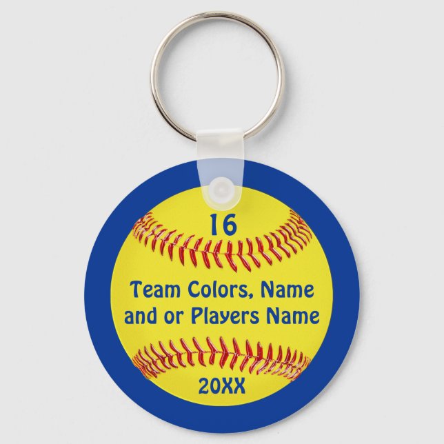 TEAM och PLAYER'S NAMN, ANTAL Softball Keychains Nyckelring (Framsida)