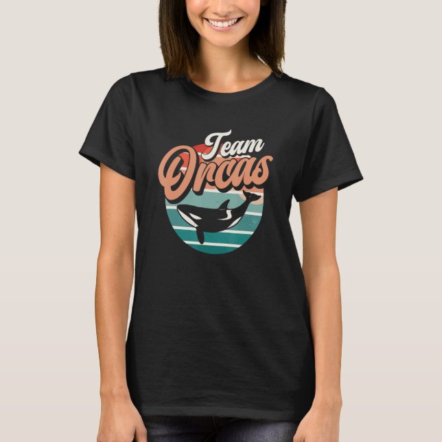 Team Orcas Whale Orca Protection Sea T Shirt (Framsida)
