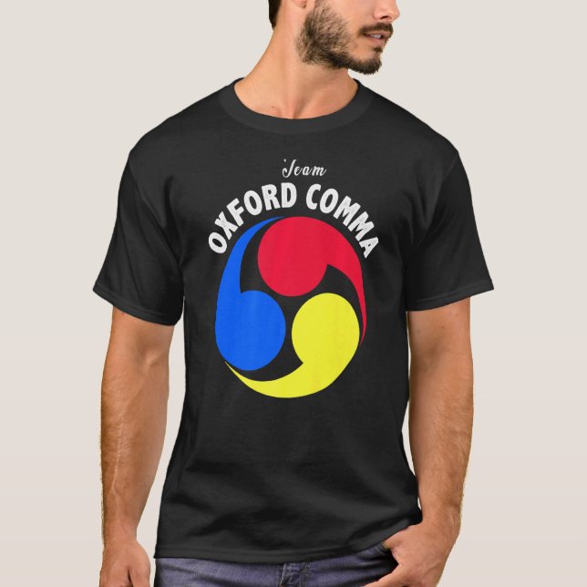 Team Oxford Comma Funny English Grammar Nerd Klubb T Shirt (Framsida)