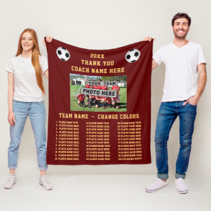 Team Photo and Players Namn Soccer Coach Gifts Fleecefilt