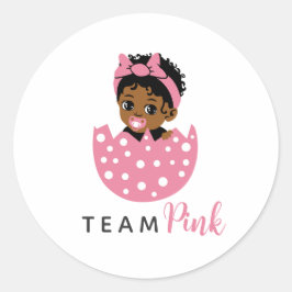 Team Pink African American Baby Girl In Egg Runt Klistermärke