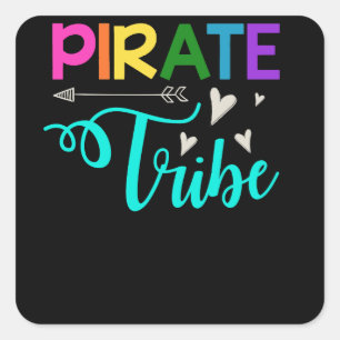 Team Pirat Lacher Tribe Back to school Fyrkantigt Klistermärke