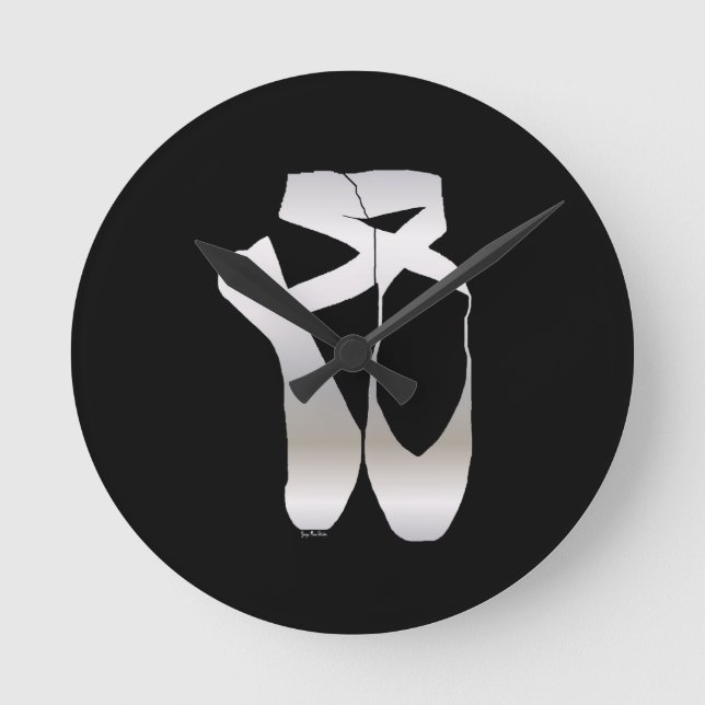 Team Pointe Ballet Silhouette Rund Klocka (Framsida)