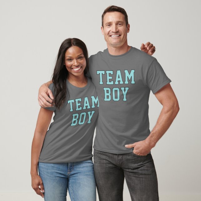 Team Pojke Aqua Blå på Grå Könsbestämning T-shirt (Unisex)