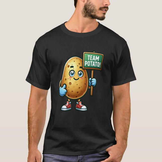 Team Potato, Bakad Potatis Maskot, Rolig Grönsak T Shirt (Framsida)