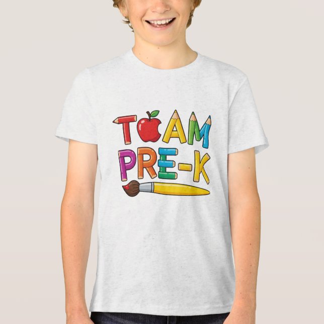 Team Pre-K Färgglada Skolan T Shirt (Framsida)