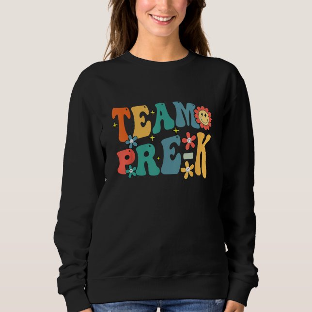 Team Pre K Teacher Student Groovy Back To School F T Shirt (Framsida)