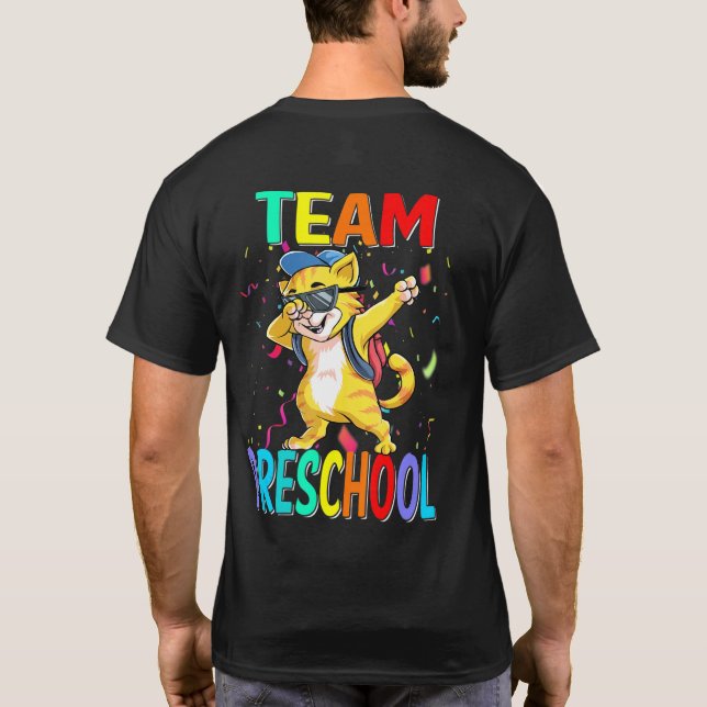 Team Preschool Cat Back to school T Shirt (Baksida)