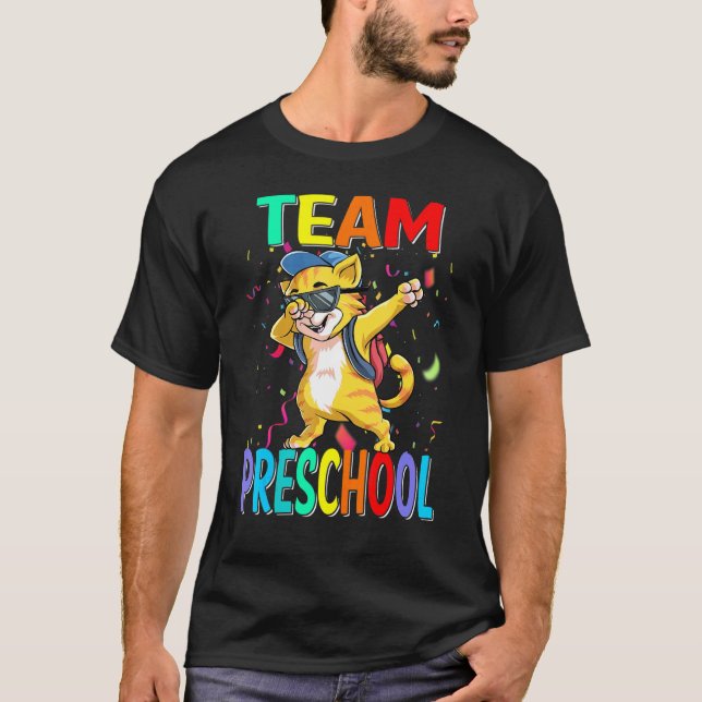 Team Preschool Cat Back to school T Shirt (Framsida)