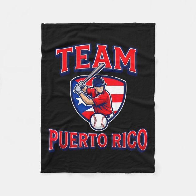 Team Puerto Rico Baseball Flag Patriotic  Fleecefilt (Framsidan)