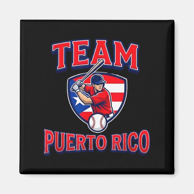 Team Puerto Rico Baseball Flag Patriotic  Magnet (Framsidan)