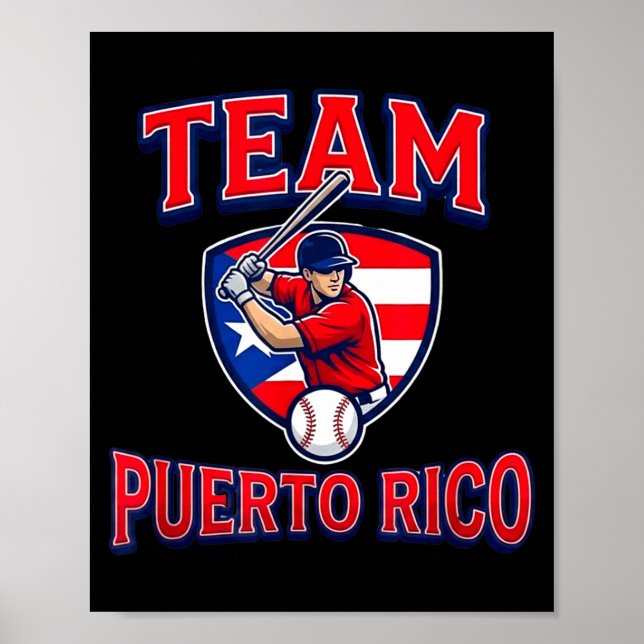 Team Puerto Rico Baseball Flag Patriotic  Poster (Framsidan)