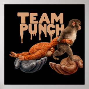 Team Punch Drypande Japansk Apa Poster