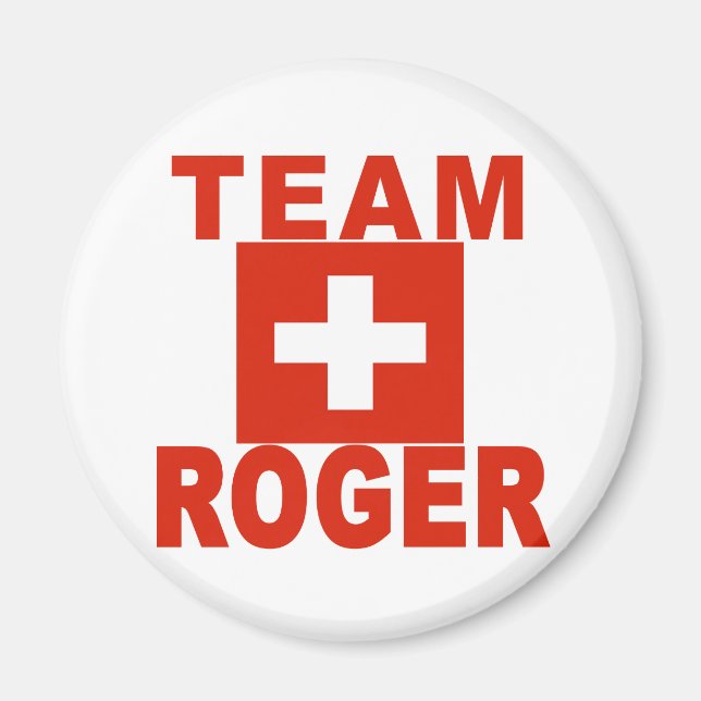 Team Roger med Swiss Flagga Magnet (Framsidan)