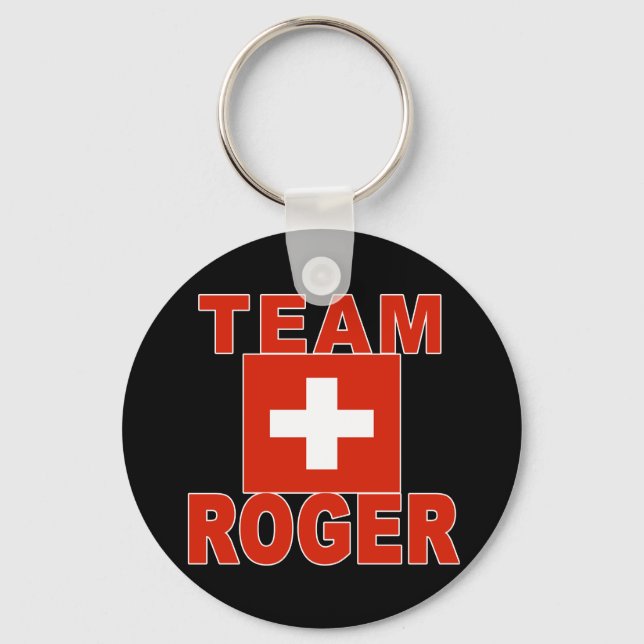 Team Roger med Swiss Flagga Nyckelring (Framsida)