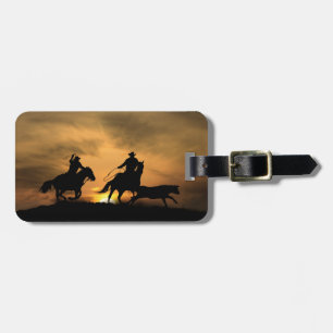 Team Roping Cowboys och Steer Bagagebricka