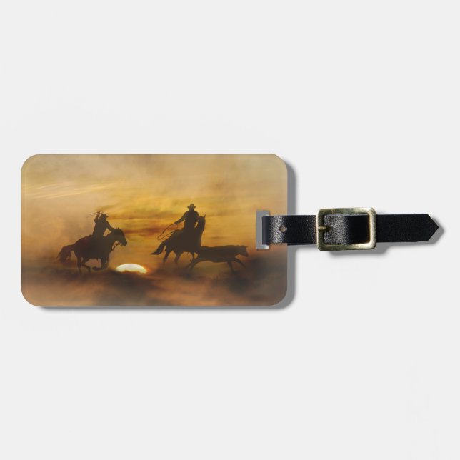 Team Roping Luggage Tag Bagagebricka (Horisontell Framsida)