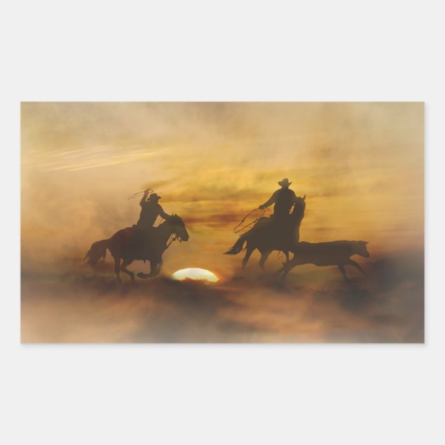 Team Roping Stickers Rektangulärt Klistermärke (Framsida)