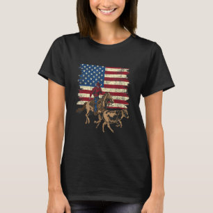 Team Roping USA flagga Rodeo Equestrian Header Hee T Shirt