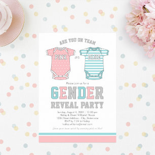 Team Rosa eller Blue Baby Gender Reveal Party Inbjudningar