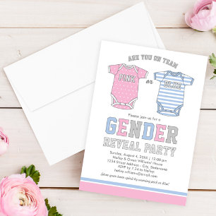 Team Rosa eller Blue Baby Gender Reveal Party Inbjudningar