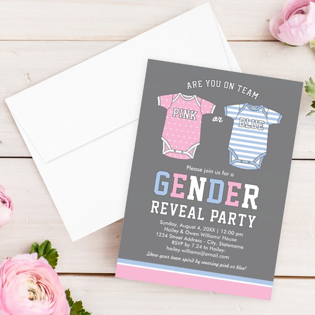 Team Rosa eller Blue Baby Gender Reveal Party Inbjudningar (Skapare uppladdad)