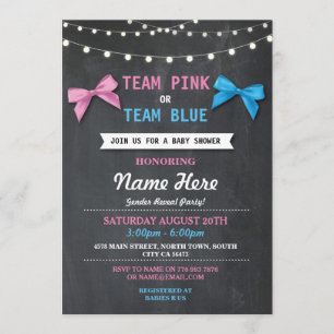 Team Rosa eller Blue Baby Shower Gender Reveal Inb Inbjudningar