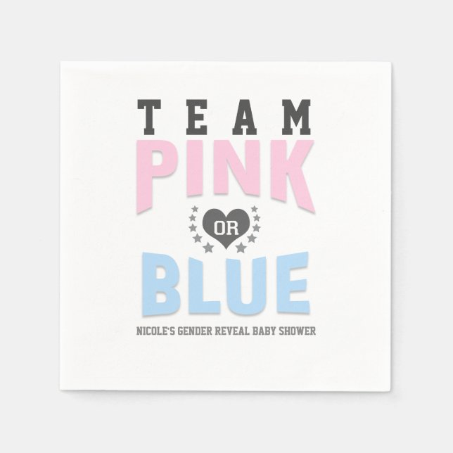 Team ROSA eller BLUE Gender Reveal Baby Shower Pappersservett (Framsidan)