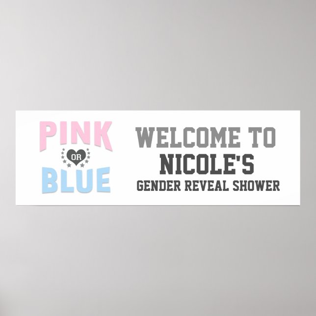 Team ROSA eller BLUE Gender Reveal Baby Shower Poster (Framsidan)