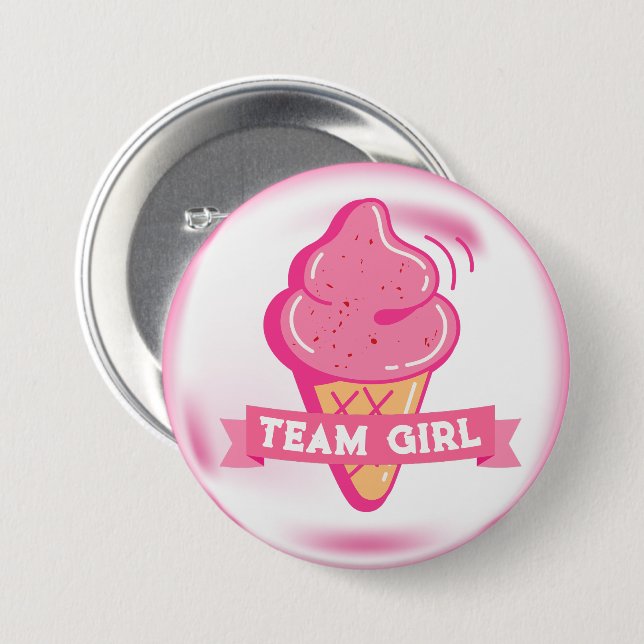 Team Rosa Glass Gender Reveal Knapp (Framsida & baksida)