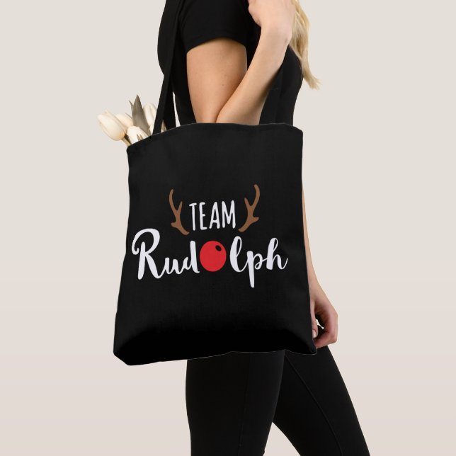 Team Rudolph julmotif Tote Bag Tygkasse (Närbild)