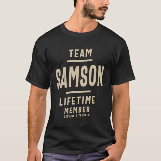 Team Samson Livstidsmedlem - Namn Samson T Shirt (Framsida)