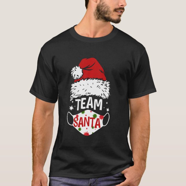 Team Santa Ansikte Mask jul 2020 Costume Family T Shirt (Framsida)