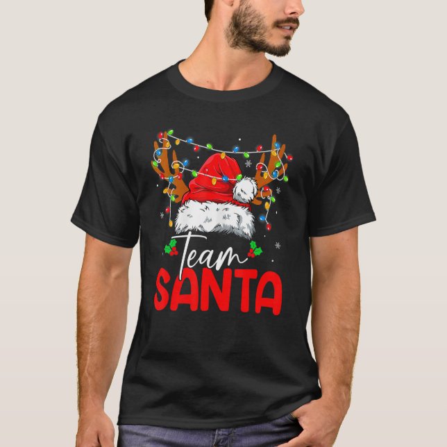 team santa christmas squad family matching pajamas t shirt (Framsida)