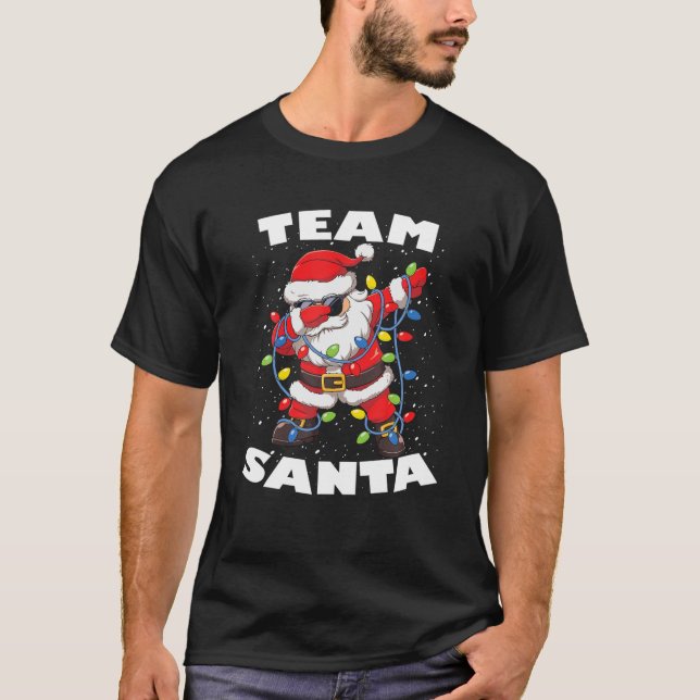 Team Santa Julgran Ljus Dabbing Santa T Shirt (Framsida)