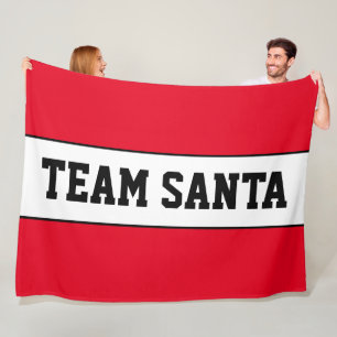 TEAM SANTA Sporty Text Ljusröd med vita ränder Fleecefilt