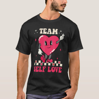 Team Self Kärlek Groovy Retro Valentine Day Funny T Shirt