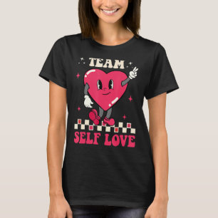 Team Self Kärlek Groovy Retro Valentine Day Funny T Shirt