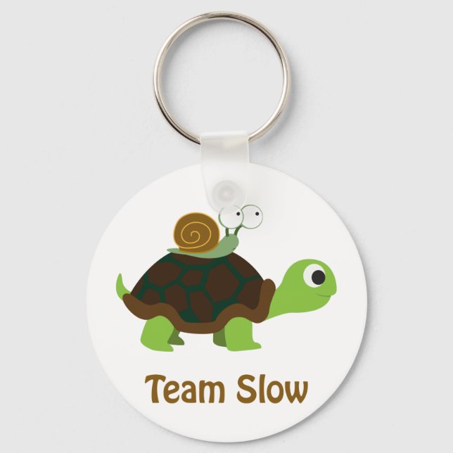 Team Slow Cute Tecknad Turtle och Snigel Nyckelring (Framsida)