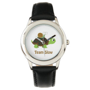Team Slow Söt Tecknad Sköldpadda och Snigel Armbandsur