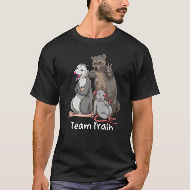 Team Sopor Animal Sopor Gang Opossum Raccoon och T Shirt (Framsida)