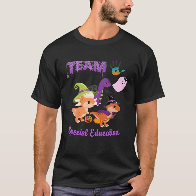 Team SPED Dinosaur Halloween Witch SPED Squad Kids T Shirt (Framsida)