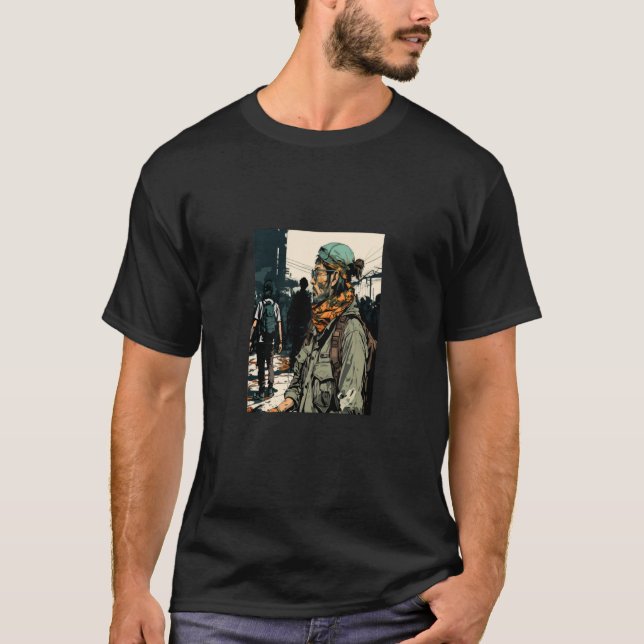 Team Sport Games Retro Airsoft Player T Shirt (Framsida)