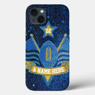 Team Sports Blue & Guld Glitter College Football