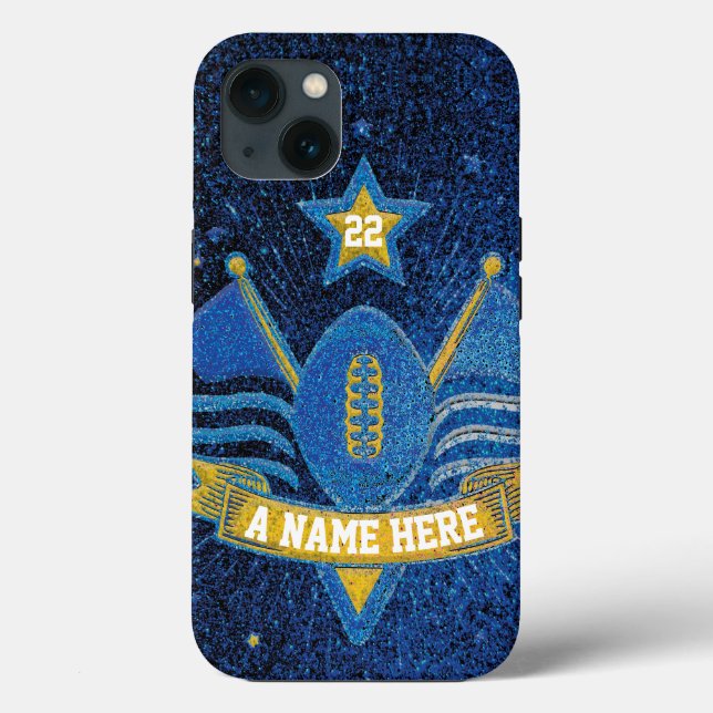 Team Sports Blue & Guld Glitter College Football (Baksida)