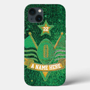 Team Sports Grönt & Guld Glitter College Football